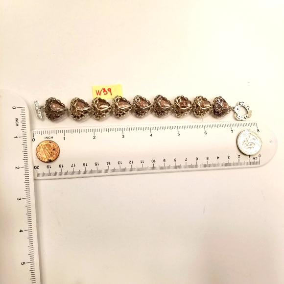 Vecchia Murano Italian Hand-blown heart-shaped purple lilac glass beads bracelet - Picture 9 of 16